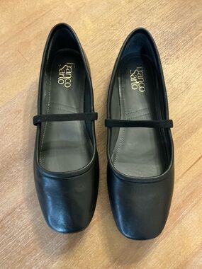 Franco Sarto Black Leather Valie Mary Jane/Ballet Flats